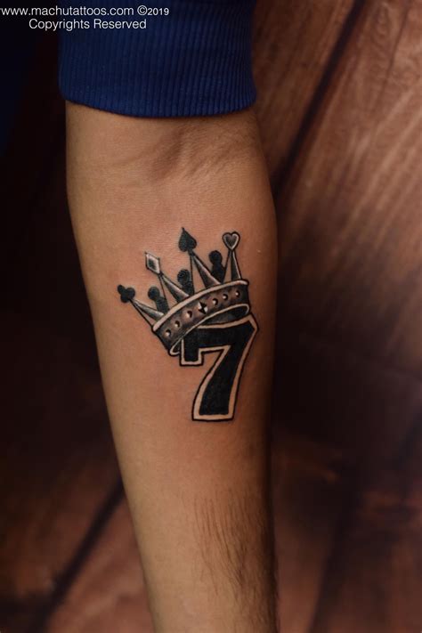 Number Seven Tattoo Lucky Number Crown Tattoo Crown Tattoo Design