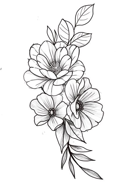 Outline Flower Tattoo Drawing Designs Easy Drawing Ideas