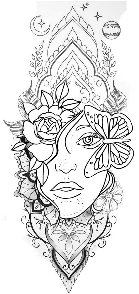 Outline Leg Tattoo Designs Drawings