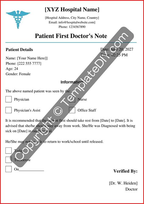 Patient First Doctors Note Template Printable In Pdf Word