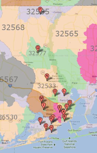 Pensacola Florida Zip Code Map Map