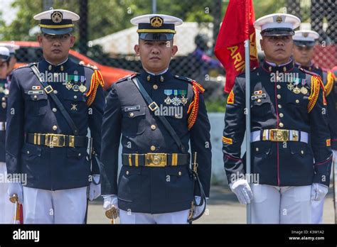 Philippine Marines Stand In Formation During A Honors Ceremony For U S