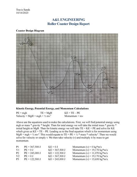 Phy 150 Project Three Roller Coaster Design Report Template A L