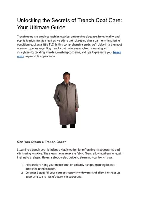 Ppt Unlocking The Secrets Of Trench Coat Care Your Ultimate Guide