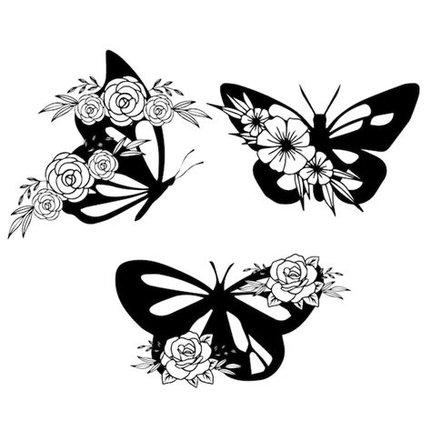 Premium Vector A Butterfly And Flowers Tattoo Design