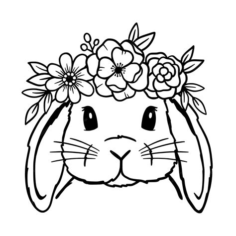 Premium Vector Cute Lop Rabbit Line Art Bunny Sketch Vector