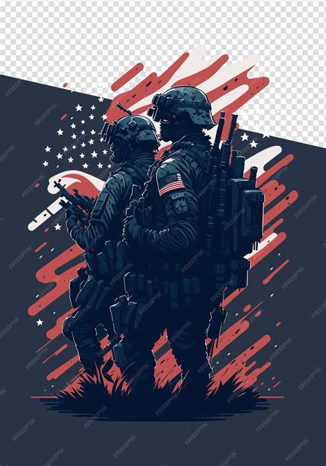 Premium Vector Usa Flag Background Amp War Soldiers Vector