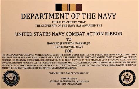 Quincy Native Receives Navy S Combat Action Ribbon For Wwii Service