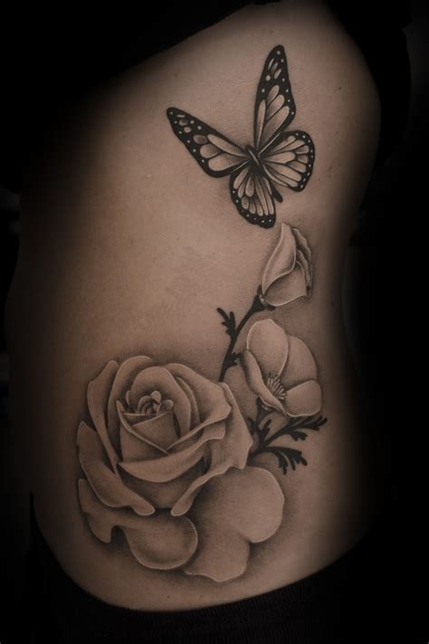 Realistic Butterfly Flower Tattoo Realistic Butterfly Tattoo White