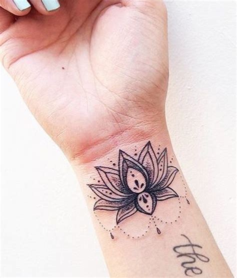 Red Lotus Flower Tattoo Wrist