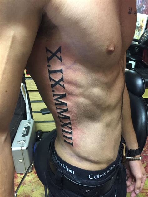 Roman Numerals Tattoo Rib Cage Memorial Quote Black Roman Numeral