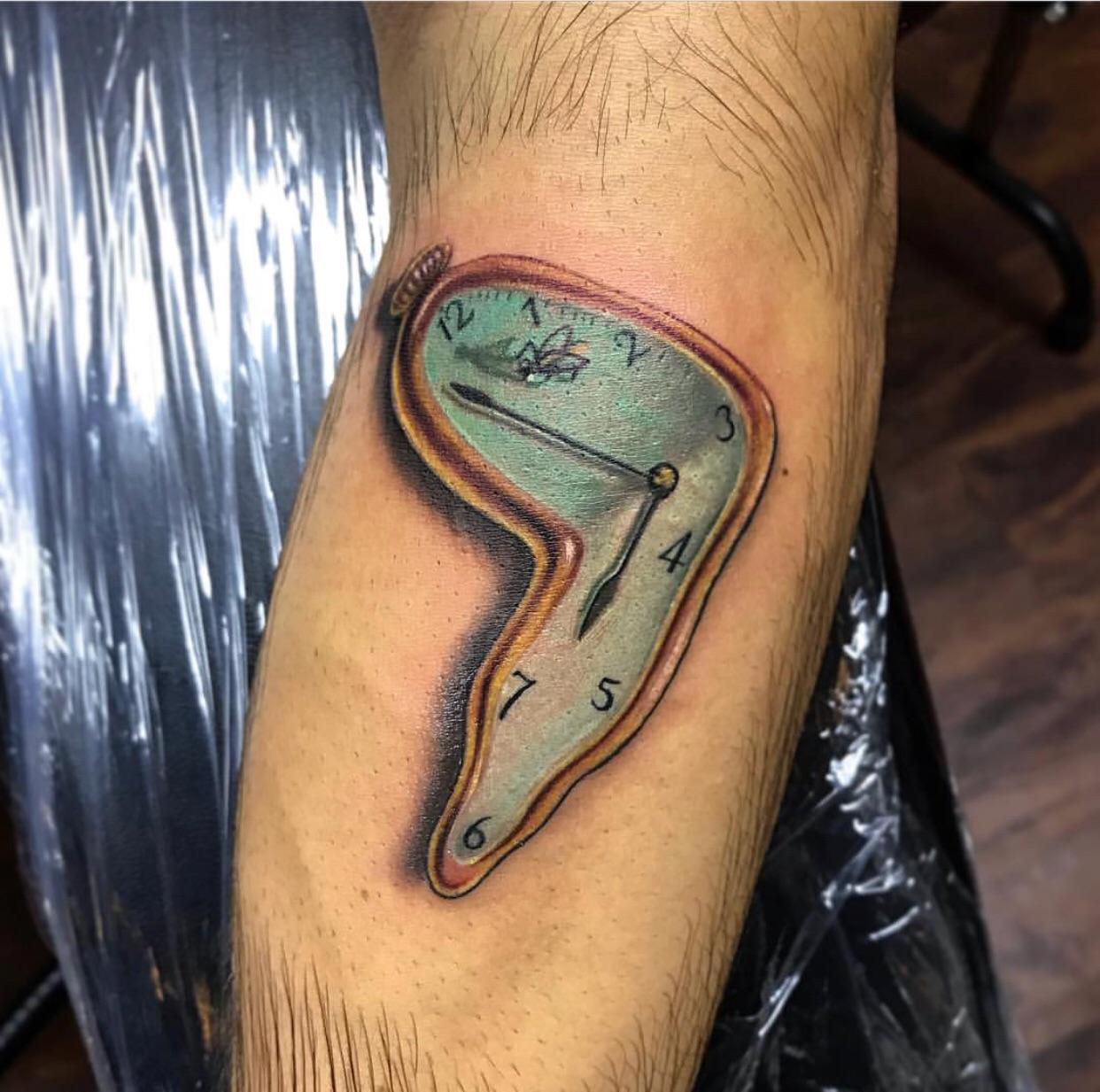 Salvador Dali Melting Clock Tattoo