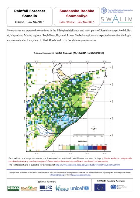 Somalia Rainfall Forecast Issued 28 October 2015 Somalia Reliefweb