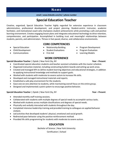 Special Education Teacher Resume Example Amp 3 Expert Tips Zipjob