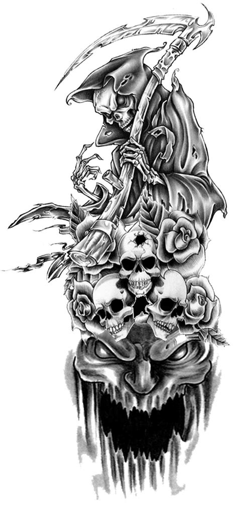 Stencil Grim Reaper Tattoo Designs