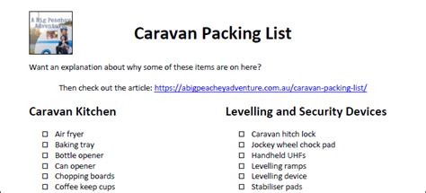 The Ultimate Caravan Packing List For Travelling Australia Pdf Download