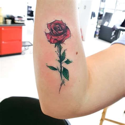 Top 65 Best Rose With Stem Tattoo Ideas 2021 Inspiration Guide