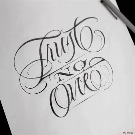 Trust No One Lettering Script Letters Design Tattoo Type