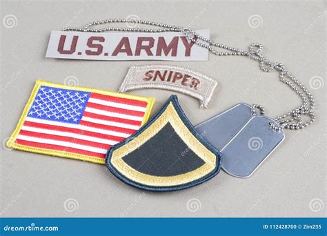 Us Army Private First Class Rank Patch Sniper Tab Flag Patch With