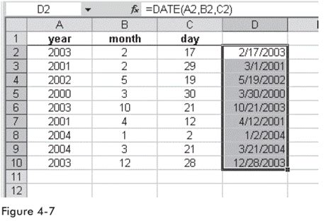 Use The Date Function To Combine Columns With Date Parts Using