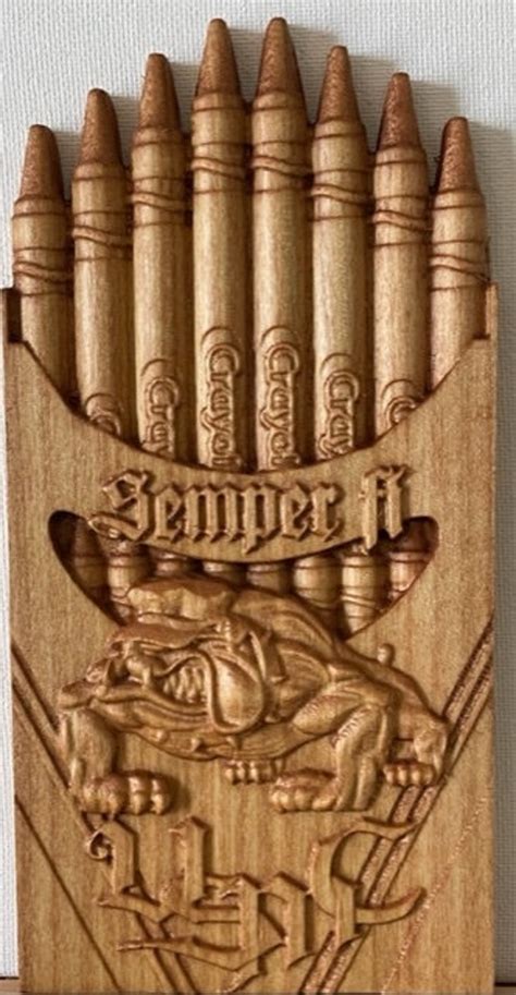 Usmc Marines Crayon Box W Bulldog And Semper Fi Wood Carving Etsy