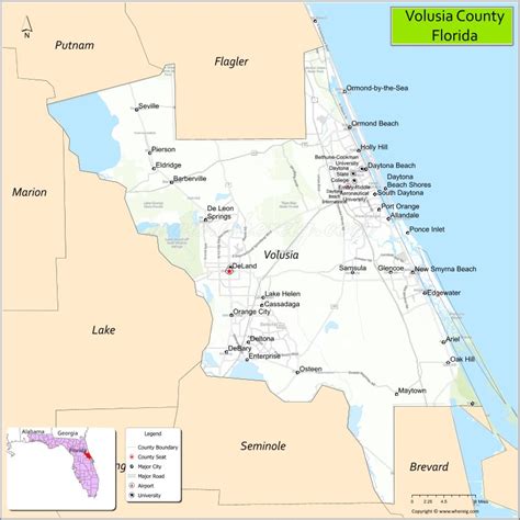 Volusia County Map Florida Usa Check Major Cities Amp Towns County Facts Amp Location